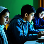 Digital Resistance**

"A group of young Turkmen students, fully clothed in modest, casual attire, illuminated by the glow of laptop screens, working together in a dimly lit room. VPN icons subtly displayed on the screens. The atmosphere is one of quiet determination and hope. Safe for work, appropriate content, perfect anatomy, correct proportions, family-friendly, professional digital art."

**
